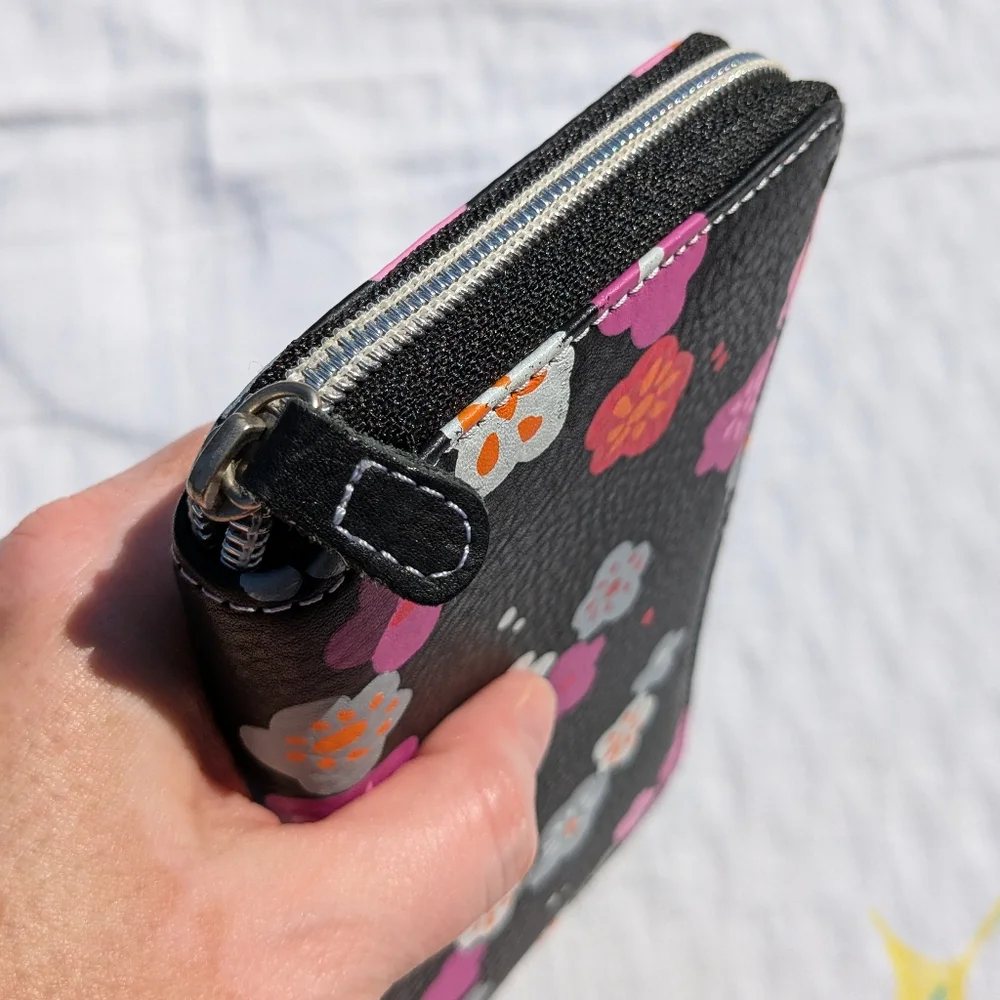 Wallet with Flowers on Black Background Pink Interior Designers Guild